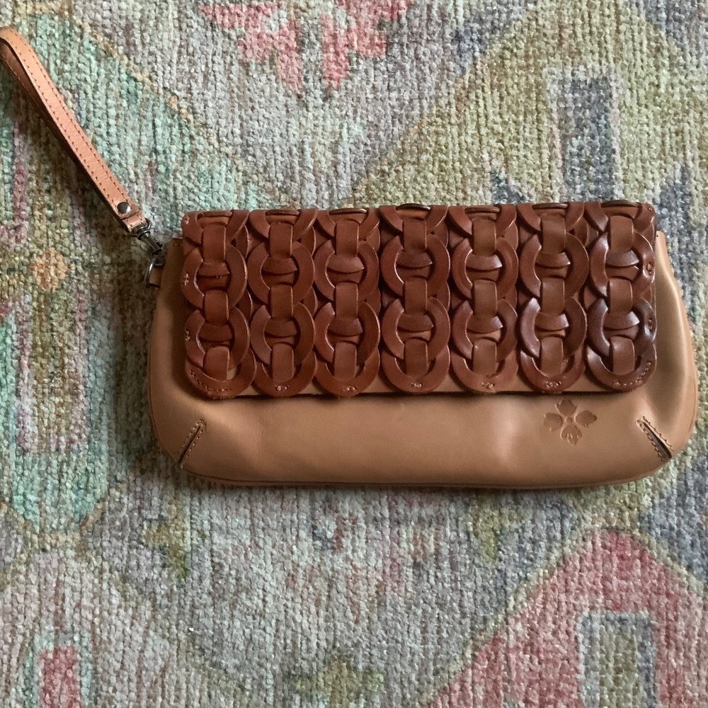 Patricia Nash buttery leather clutch with leather braiding